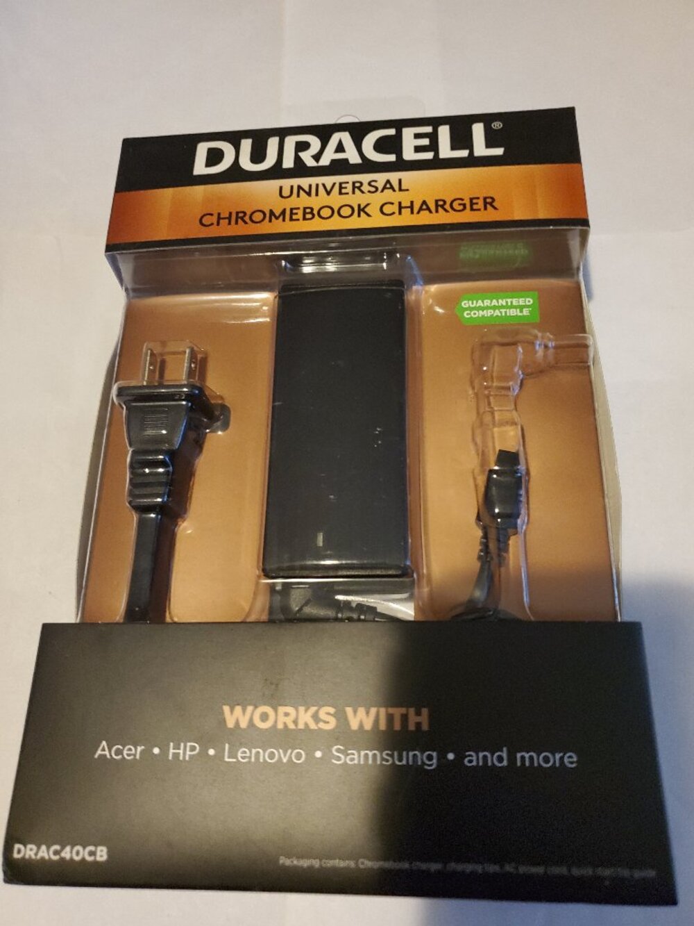 NEW DURACELL DRAC40CB UNIVERSAL CHROMEBOOK CHARGER ADAPTER